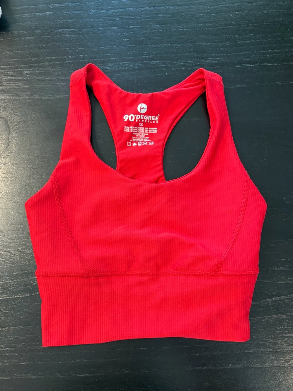 5/$20 90 Degree By Reflex Bright Red Ribbed Racerback Sports Bra